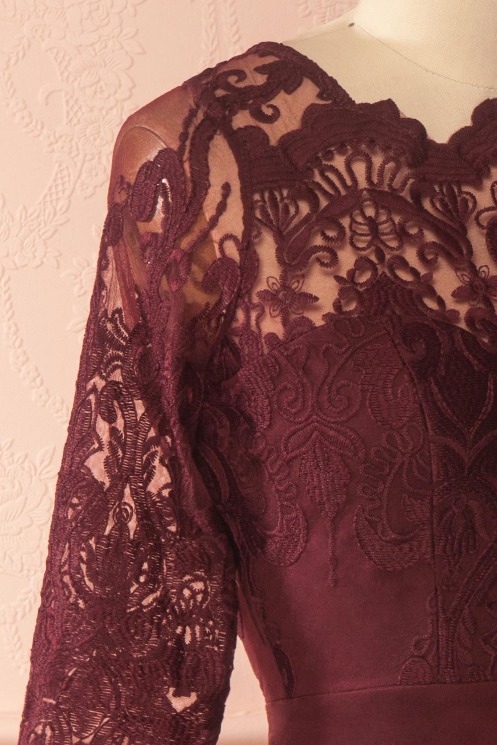Fodla Burgundy Embroidered A-Line Dress | Boutique 1861
