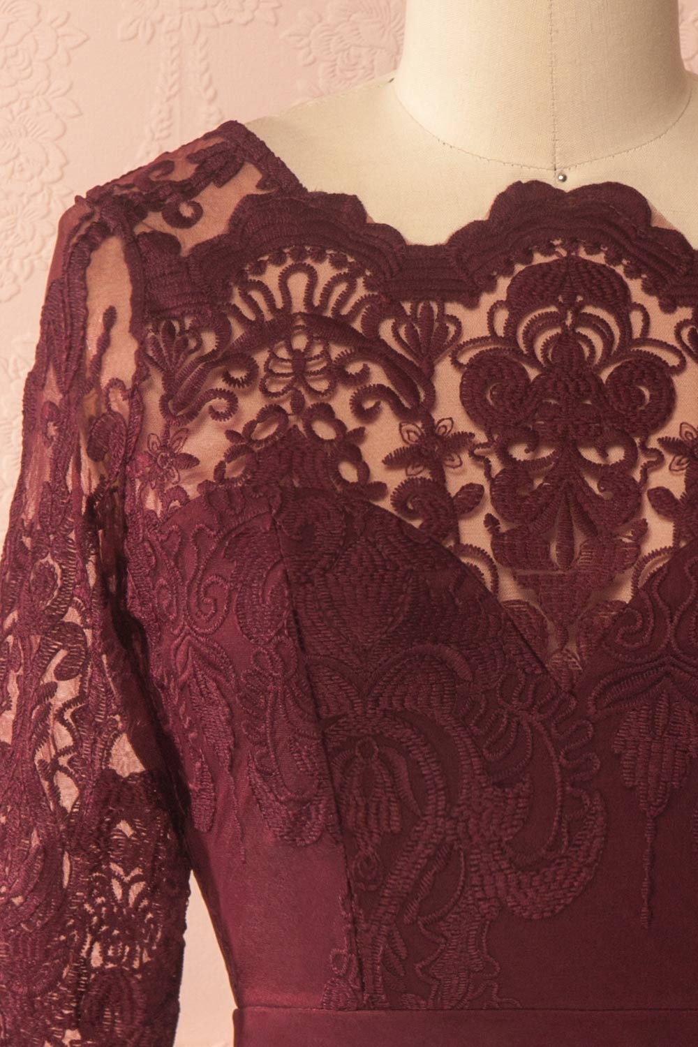 Fodla Burgundy Embroidered A-Line Dress | Boutique 1861