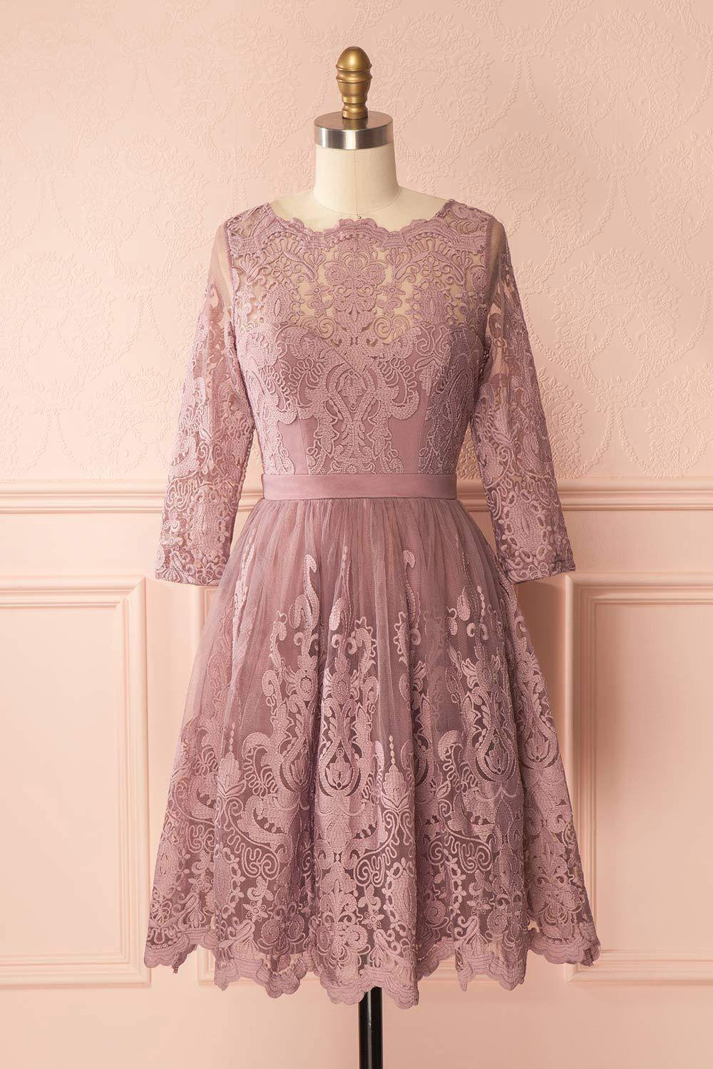 Fodla Mauve Embroidered A-Line Dress | Boutique 1861