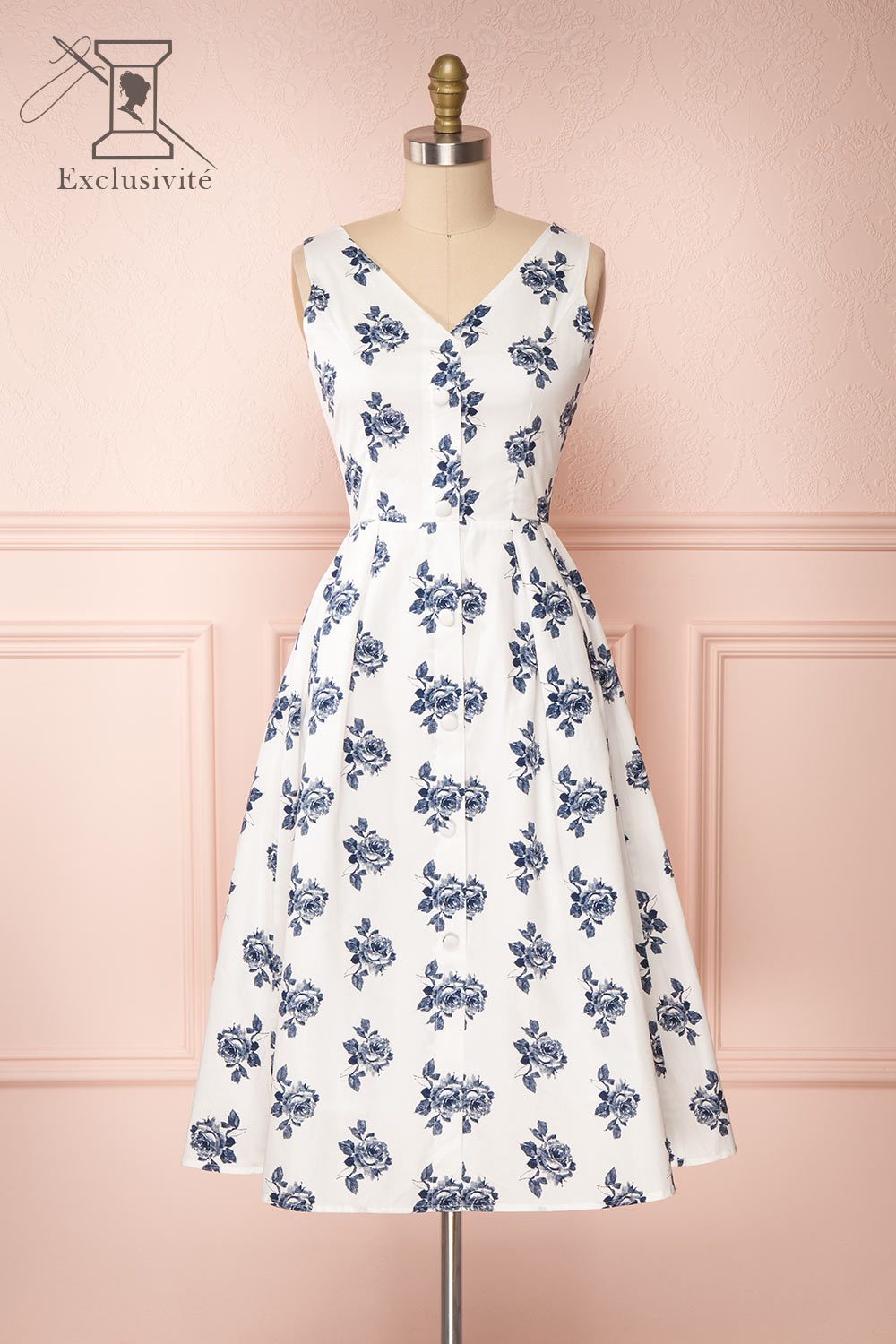 Folium White Floral Midi Summer Dress | Boutique 1861