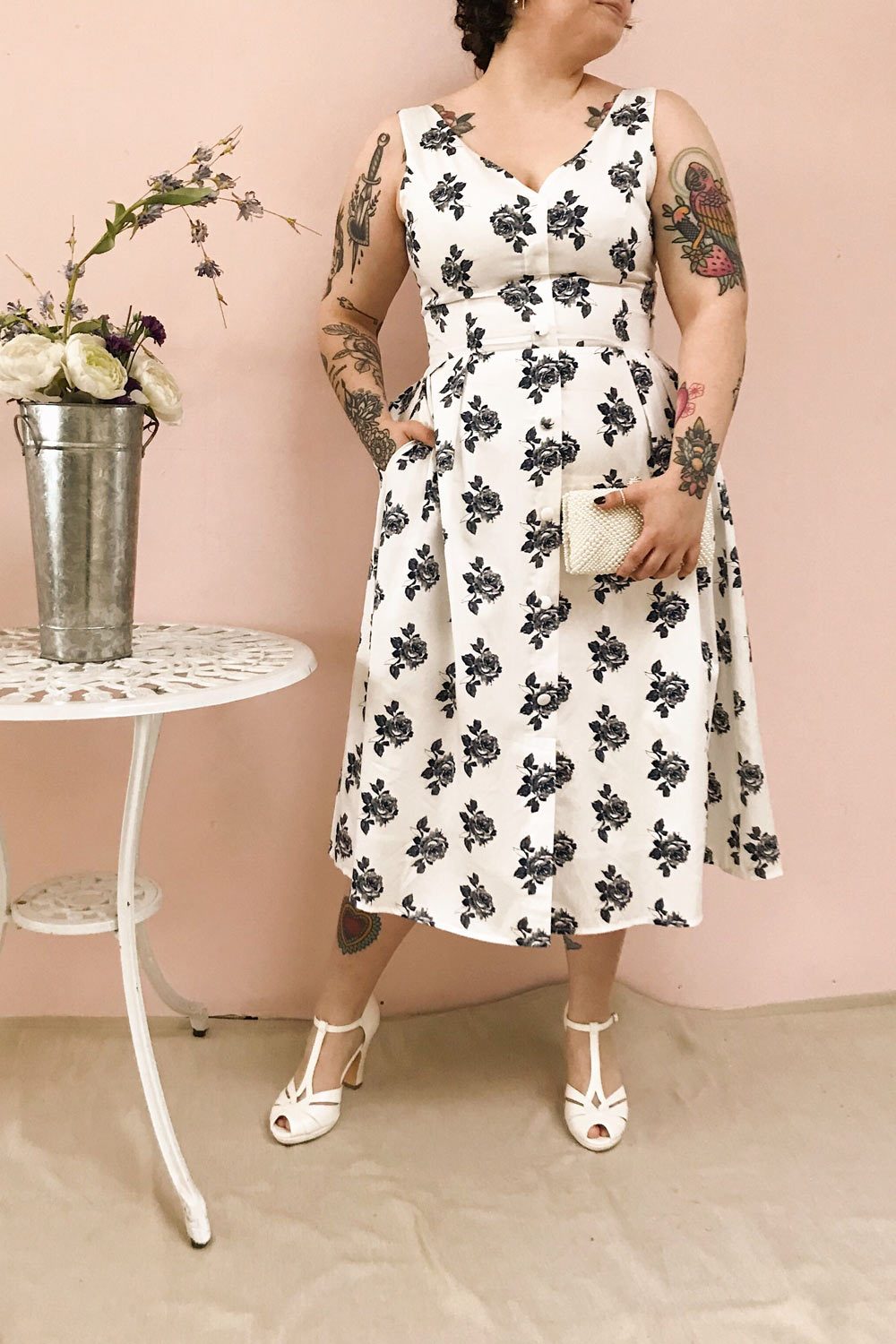 Folium White Floral Midi Summer Dress | Boutique 1861 model look