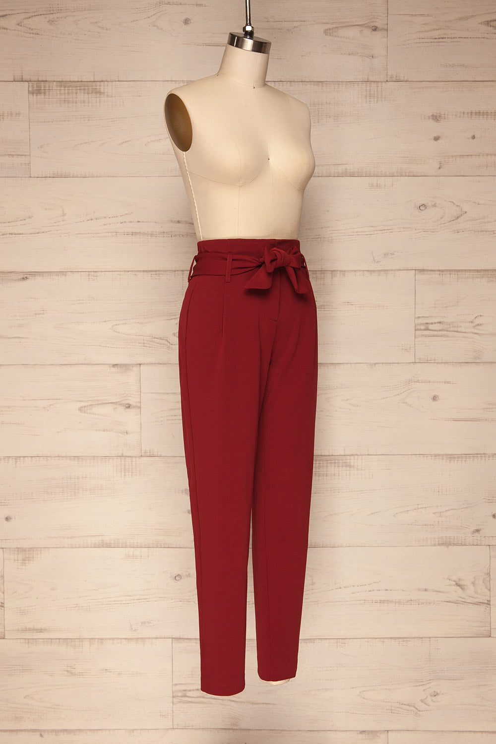 Forenza Burgundy High-Waisted Pleated Pants | La Petite Garçonne side view