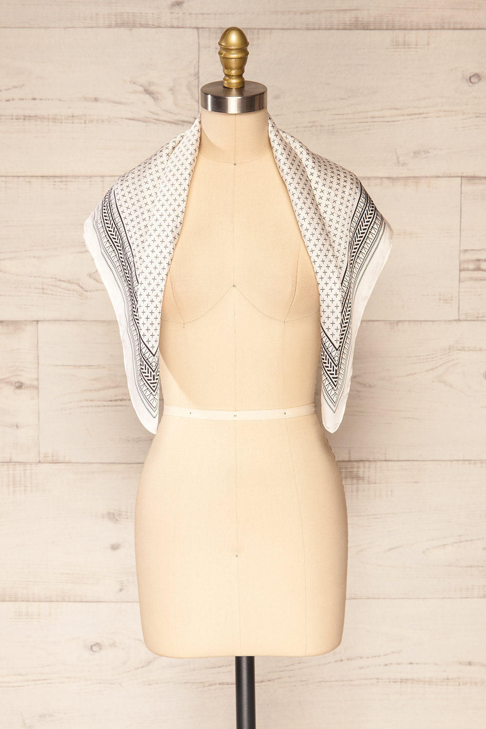 Fornax Beige & Black Patterned Silky Scarf | La petite garçonne view