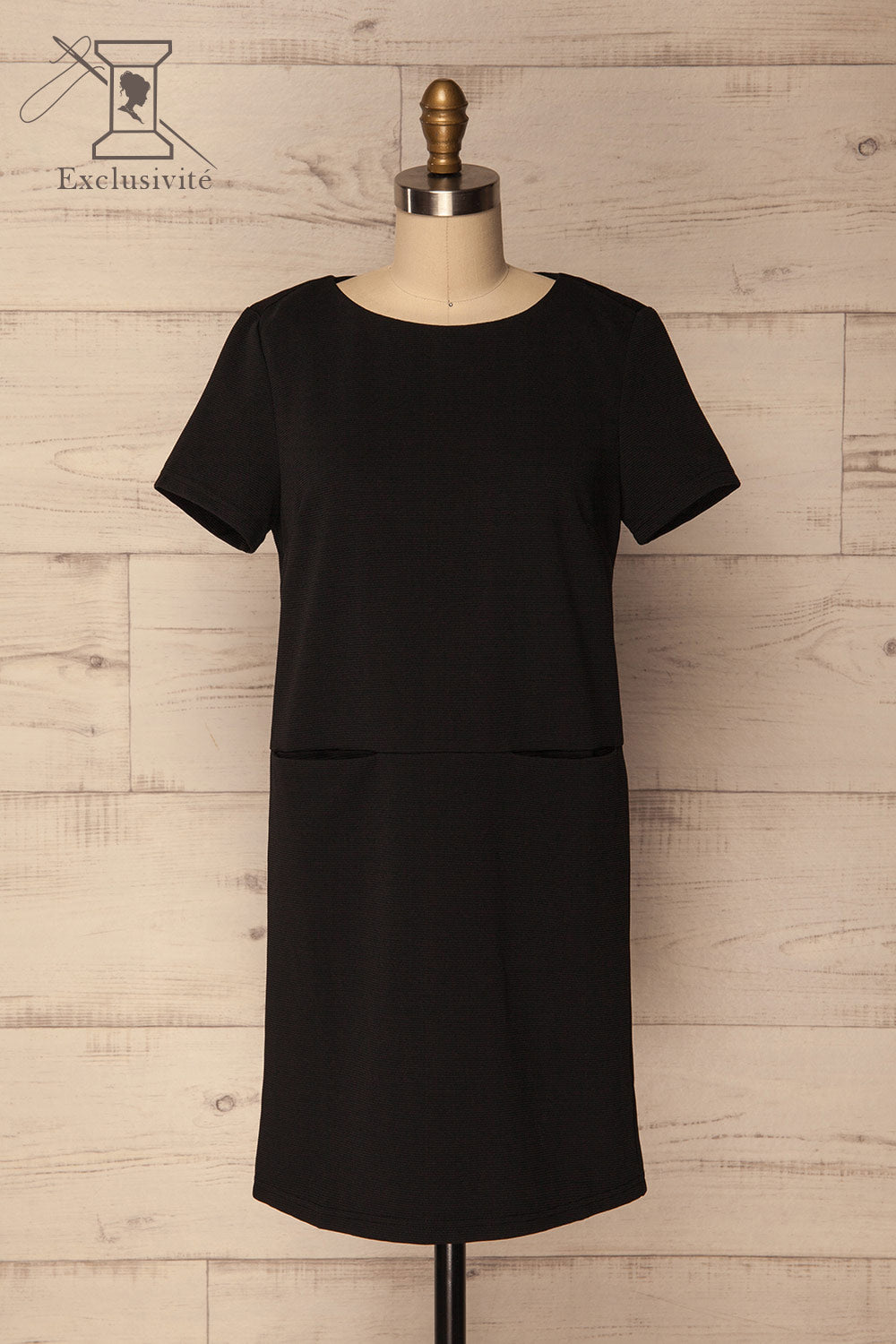 Foxham Black Ribbed Tunic Dress | La Petite Garçonne