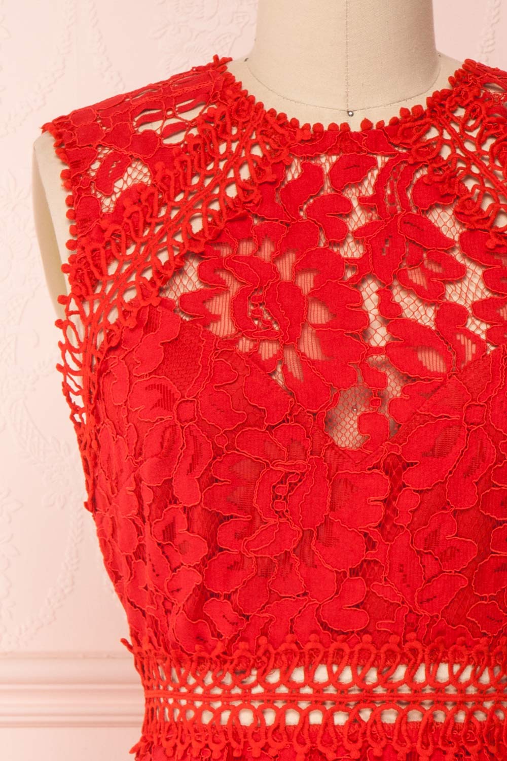 Gabryelli Rouge Red Lace Fitted Cocktail Dress | Boutique 1861