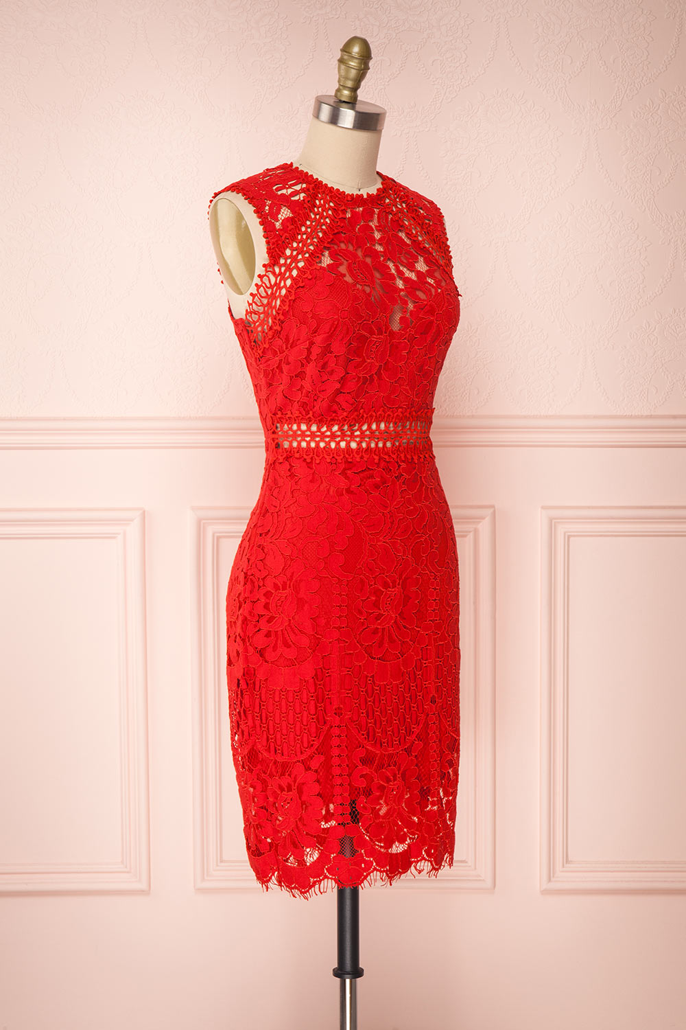 Gabryelli Rouge Red Lace Fitted Cocktail Dress | Boutique 1861
