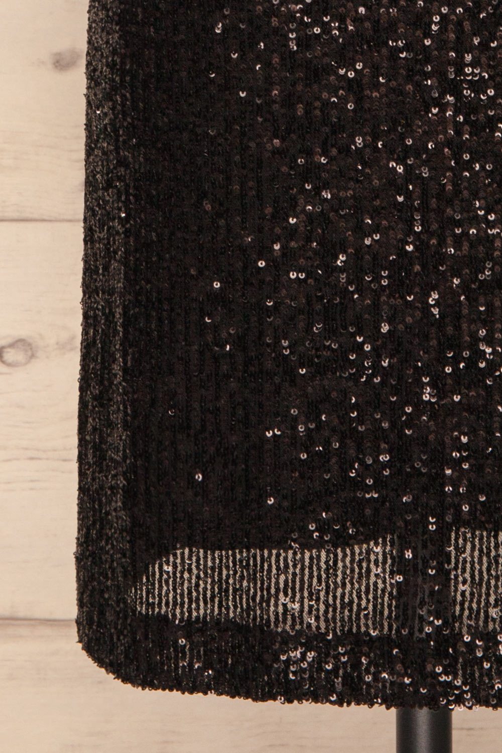Gamze Noir Black Sequin Short Shift Dress skirt close up | La Petite Garçonne