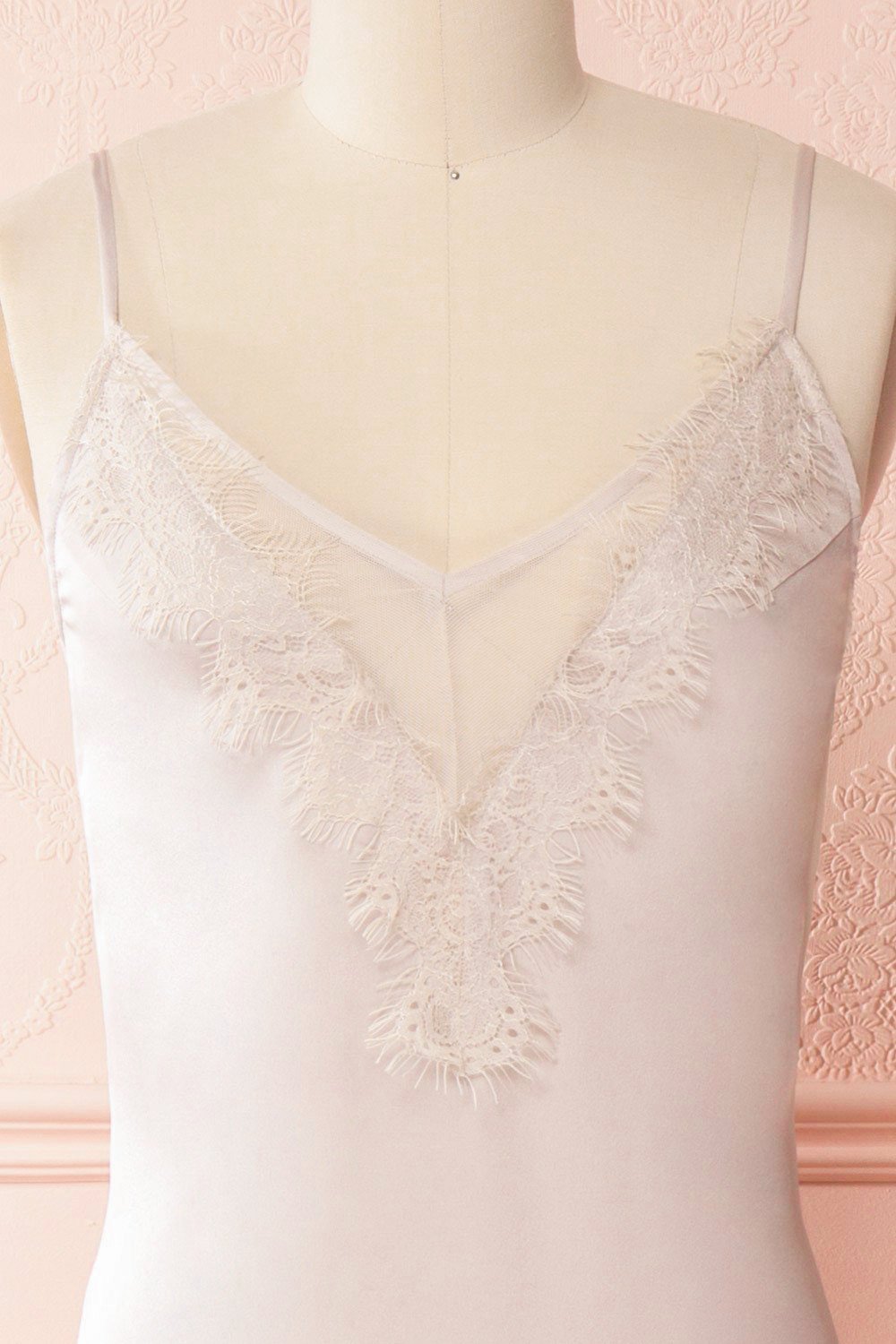 Garkan Champagne Beige Lace Details Maxi Slip Dress | Boudoir 1861