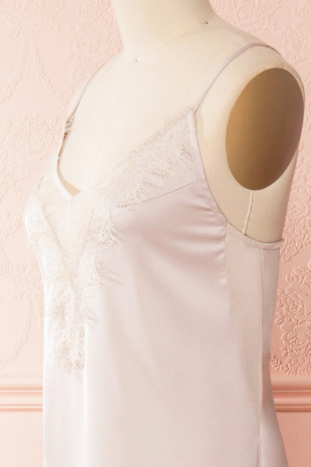 Garkan Champagne Beige Lace Details Maxi Slip Dress | Boudoir 1861