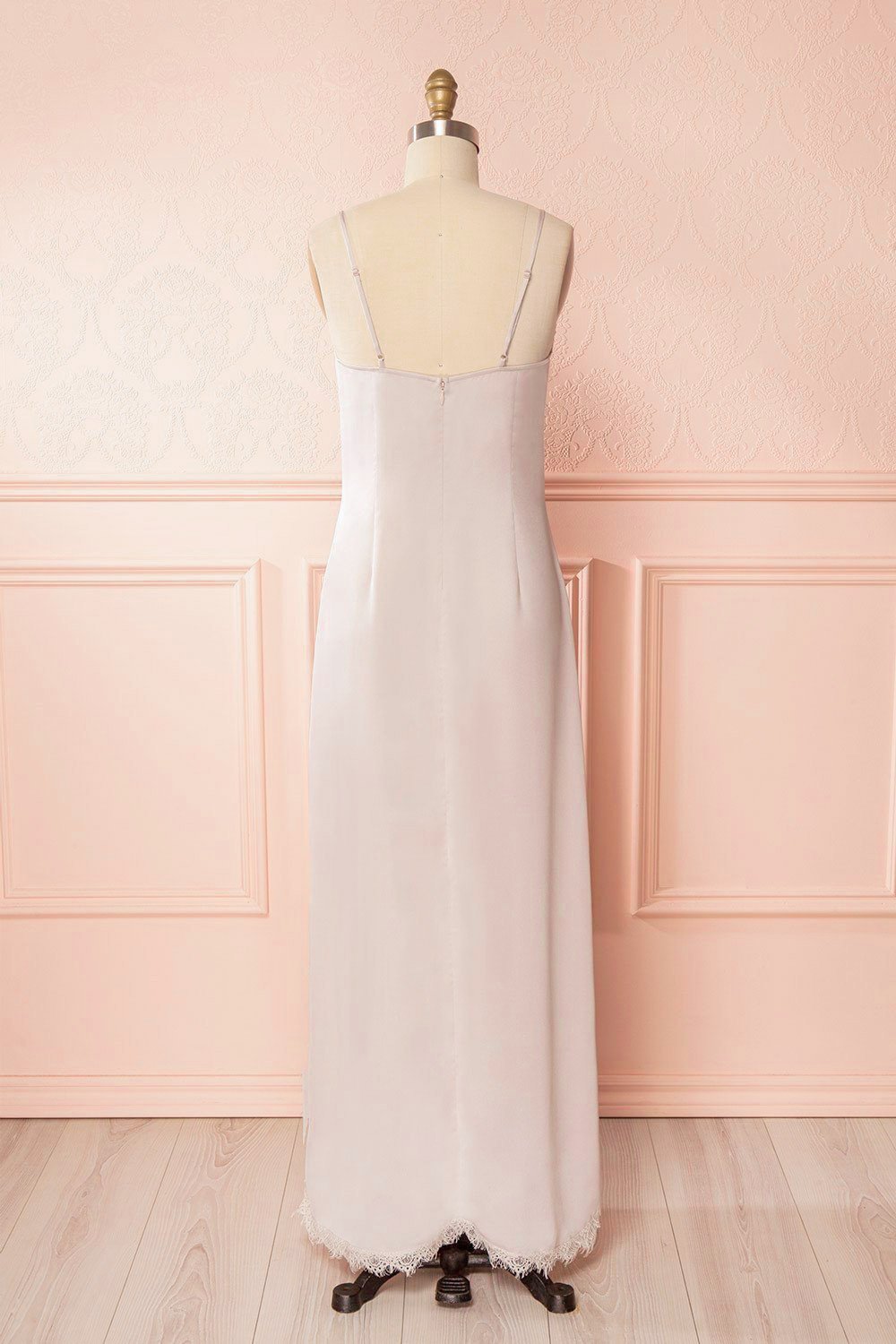 Garkan Champagne Beige Lace Details Maxi Slip Dress | Boudoir 1861