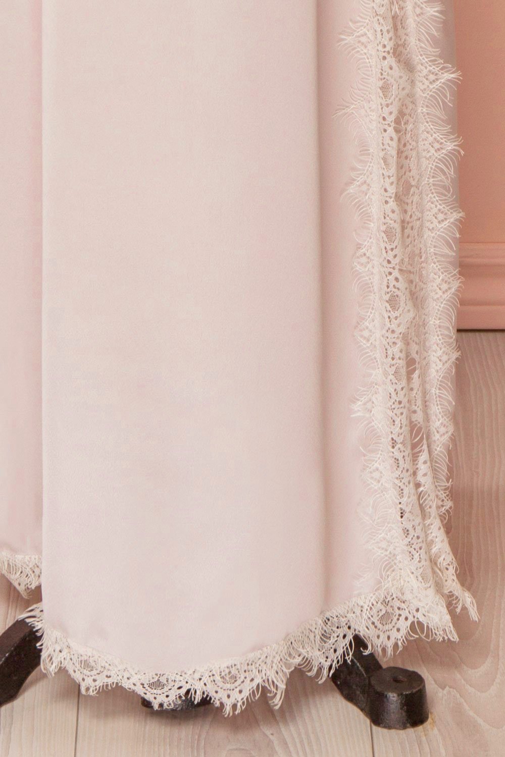 Garkan Champagne Beige Lace Details Maxi Slip Dress | Boudoir 1861