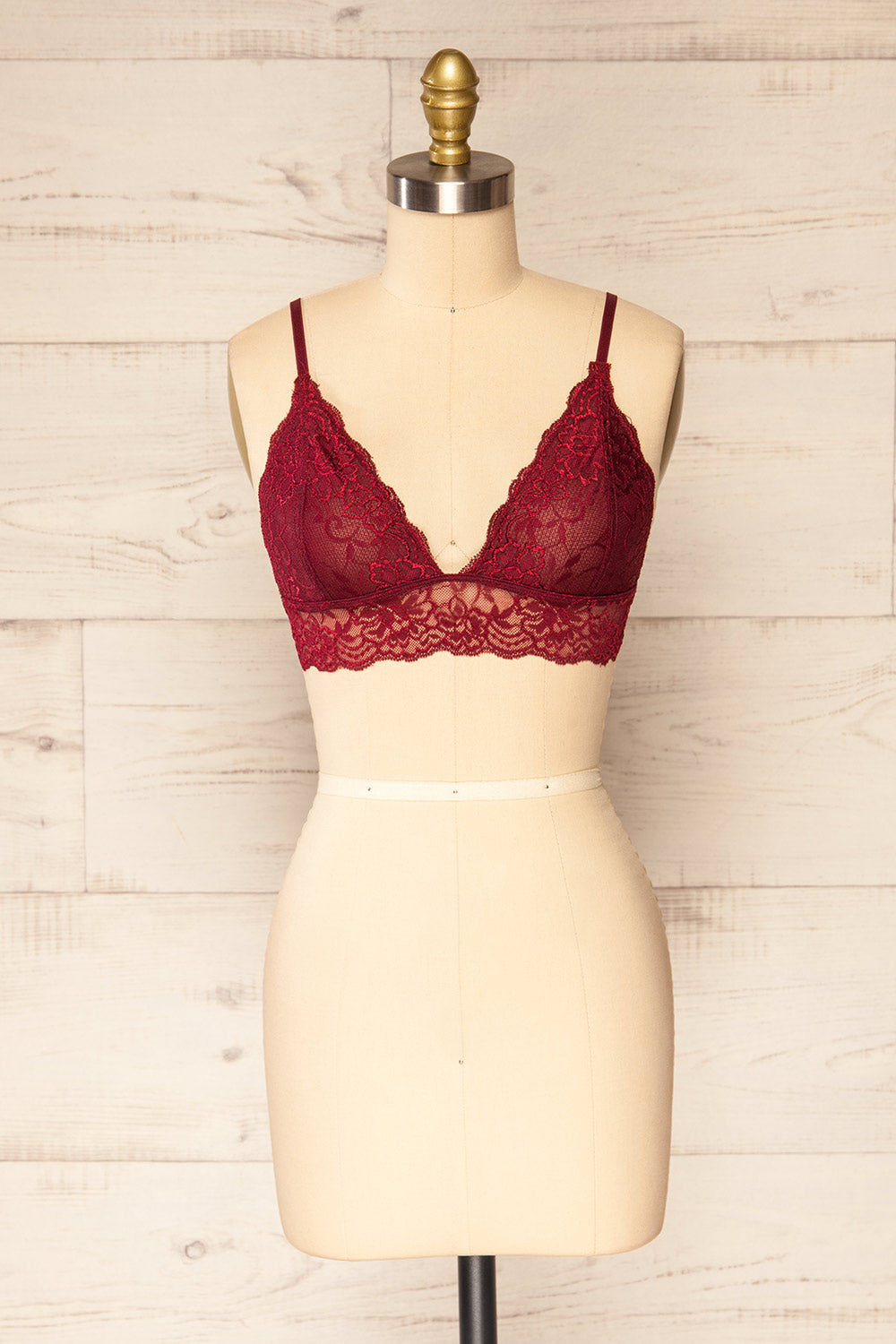 Genk Burgundy Lace Bralette | La petite garçonne front view