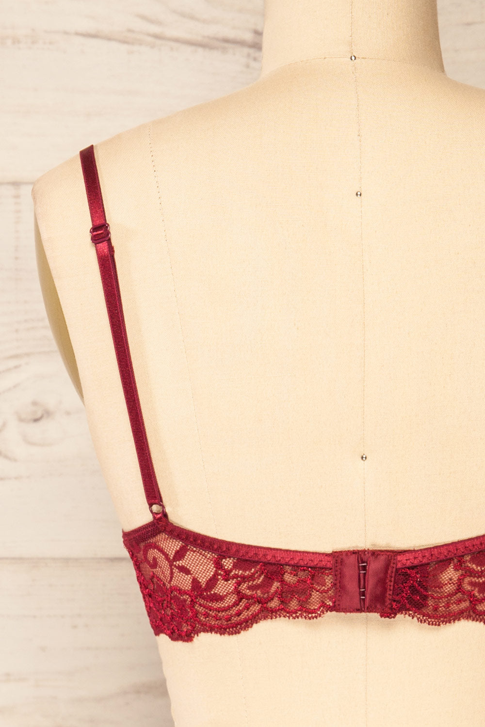 Genk Burgundy Lace Bralette | La petite garçonne back close-up