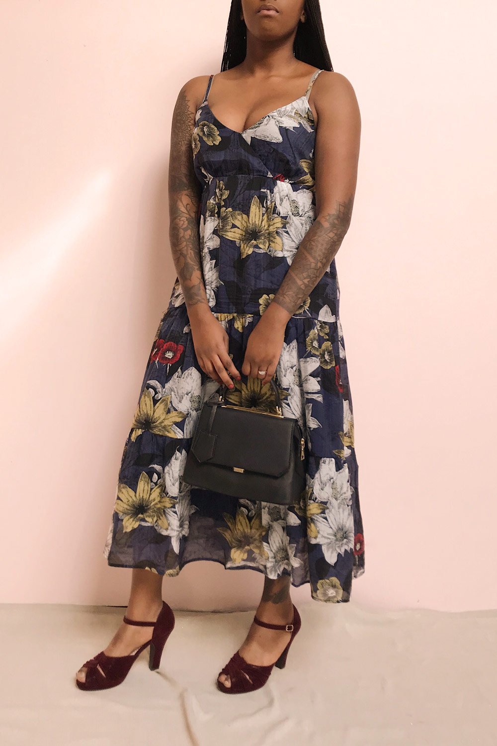 Genoise Navy Floral A-Line Midi Dress | Boutique 1861 model look