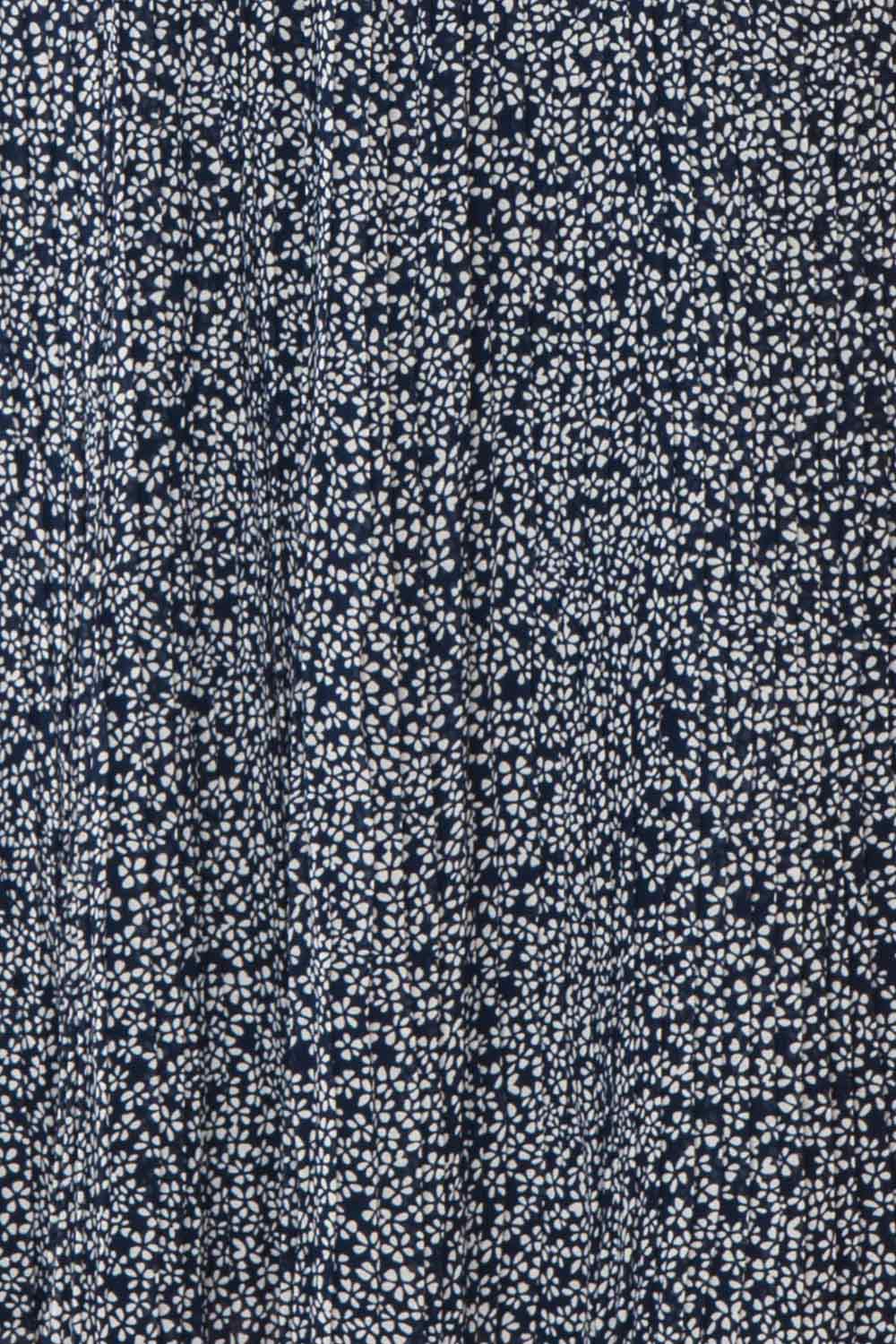 Georgiy Navy Blue Floral Midi Dress with Puff Sleeves | TEXTURE DETAIL | Boutique 1861