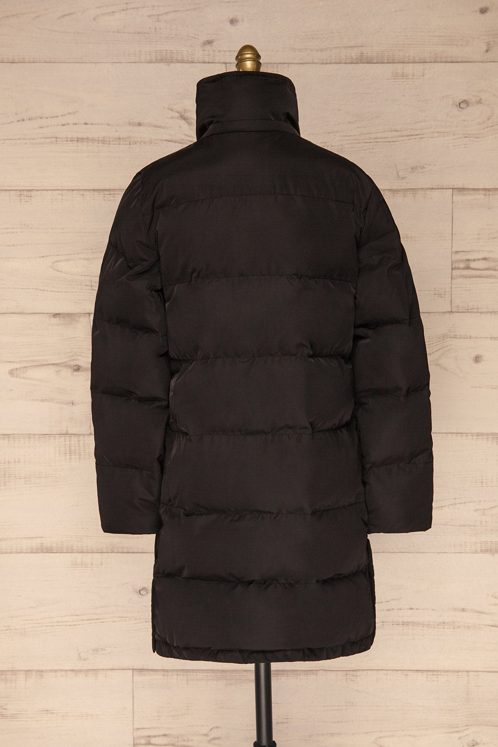 Giada Black Hooded Quilted Parka | La Petite Garçonne back view without hood