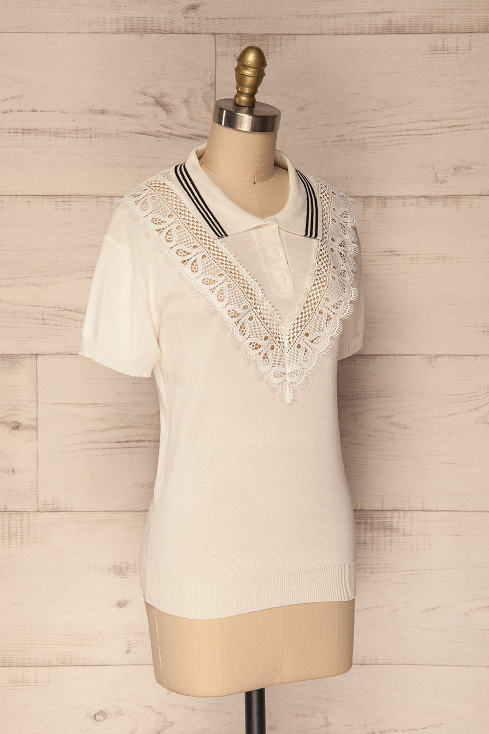 Gialova White Polo Shirt with Lace | La Petite Garçonne 4