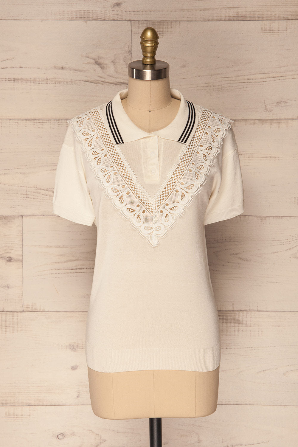 Gialova White Polo Shirt with Lace | La Petite Garçonne 1