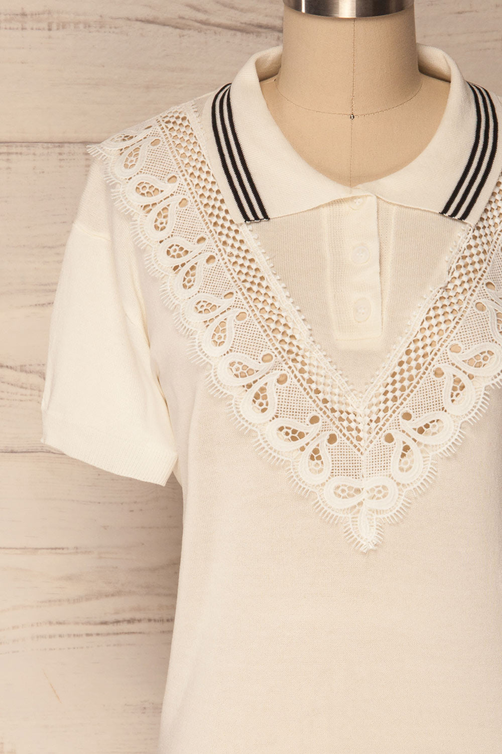 Gialova White Polo Shirt with Lace | La Petite Garçonne 3