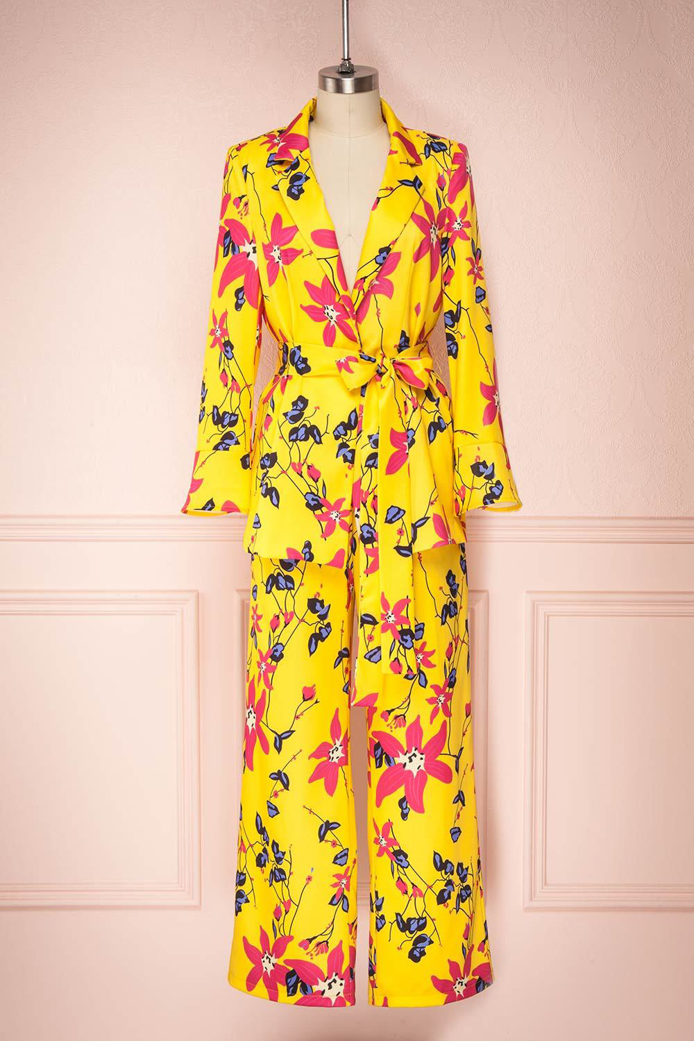 Ginnong Yellow Floral Pants & Blazer Set | Boutique 1861
