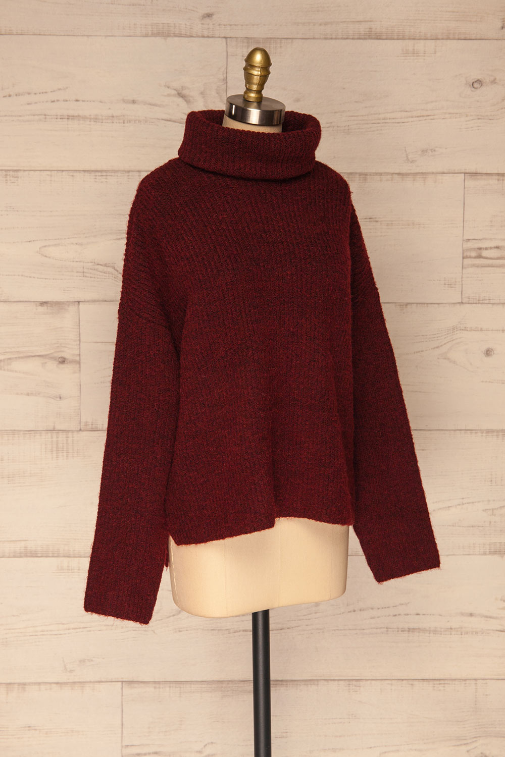 Givri Burgundy Knit Turtleneck Sweater | La petite garçonne side view