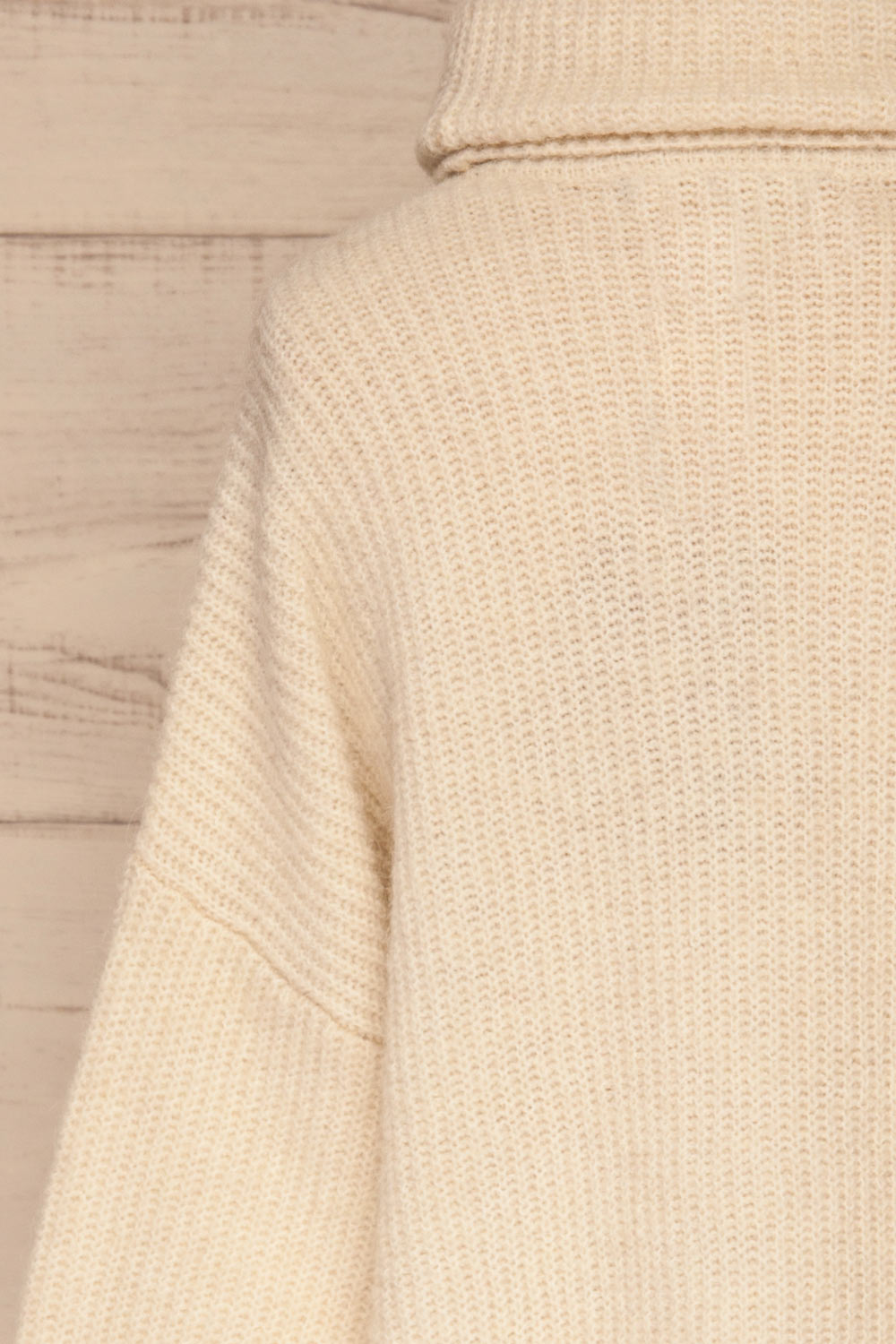 Givri Cream Knit Turtleneck Sweater | La petite garçonne back close-up