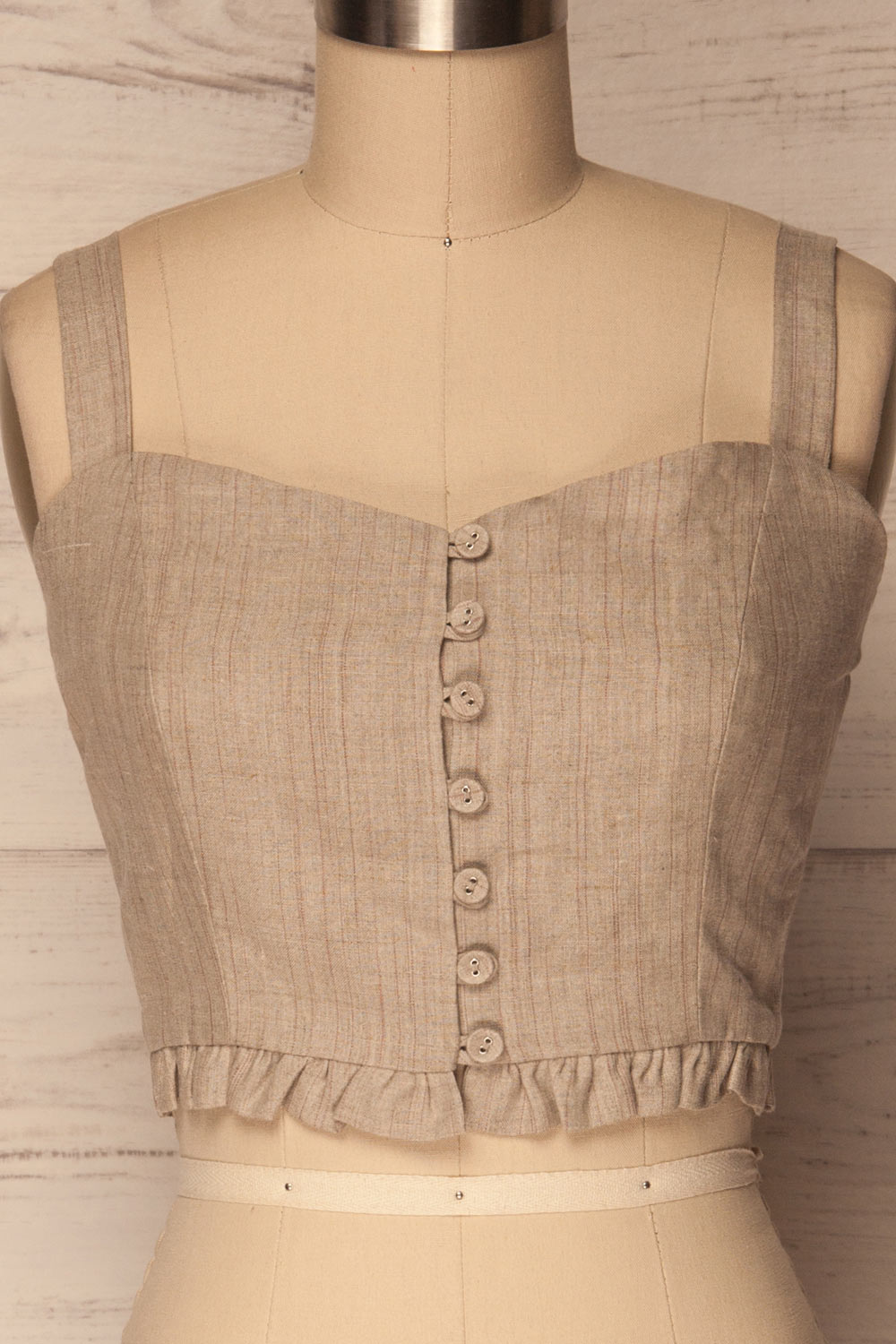 Gjovik Beige Striped Button-Up Crop Top | La Petite Garçonne 2