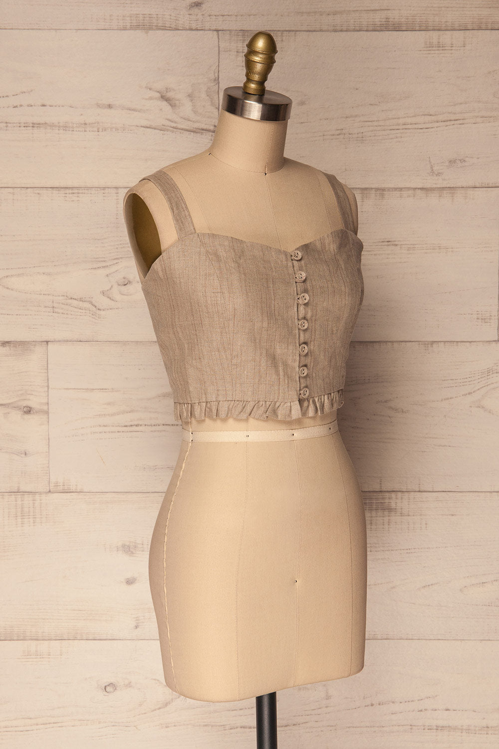 Gjovik Beige Striped Button-Up Crop Top | La Petite Garçonne 3