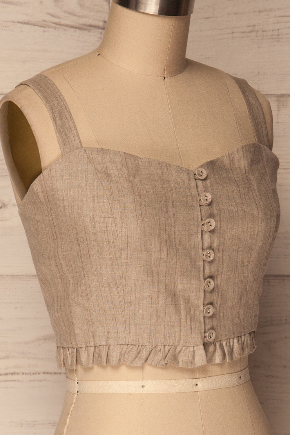 Gjovik Beige Striped Button-Up Crop Top | La Petite Garçonne 4