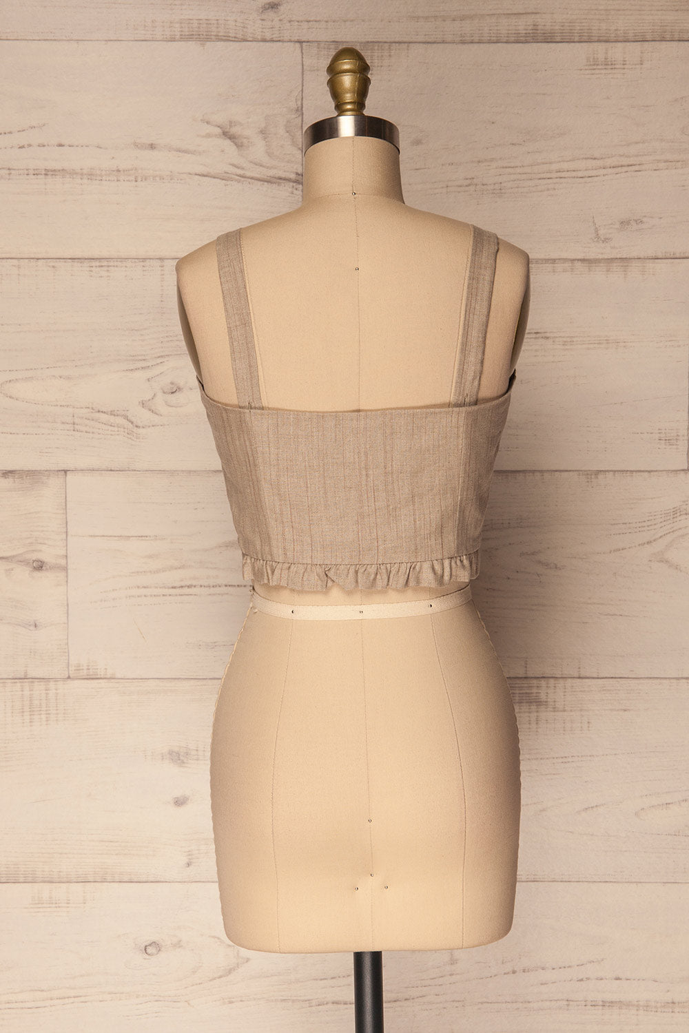 Gjovik Beige Striped Button-Up Crop Top | La Petite Garçonne 5