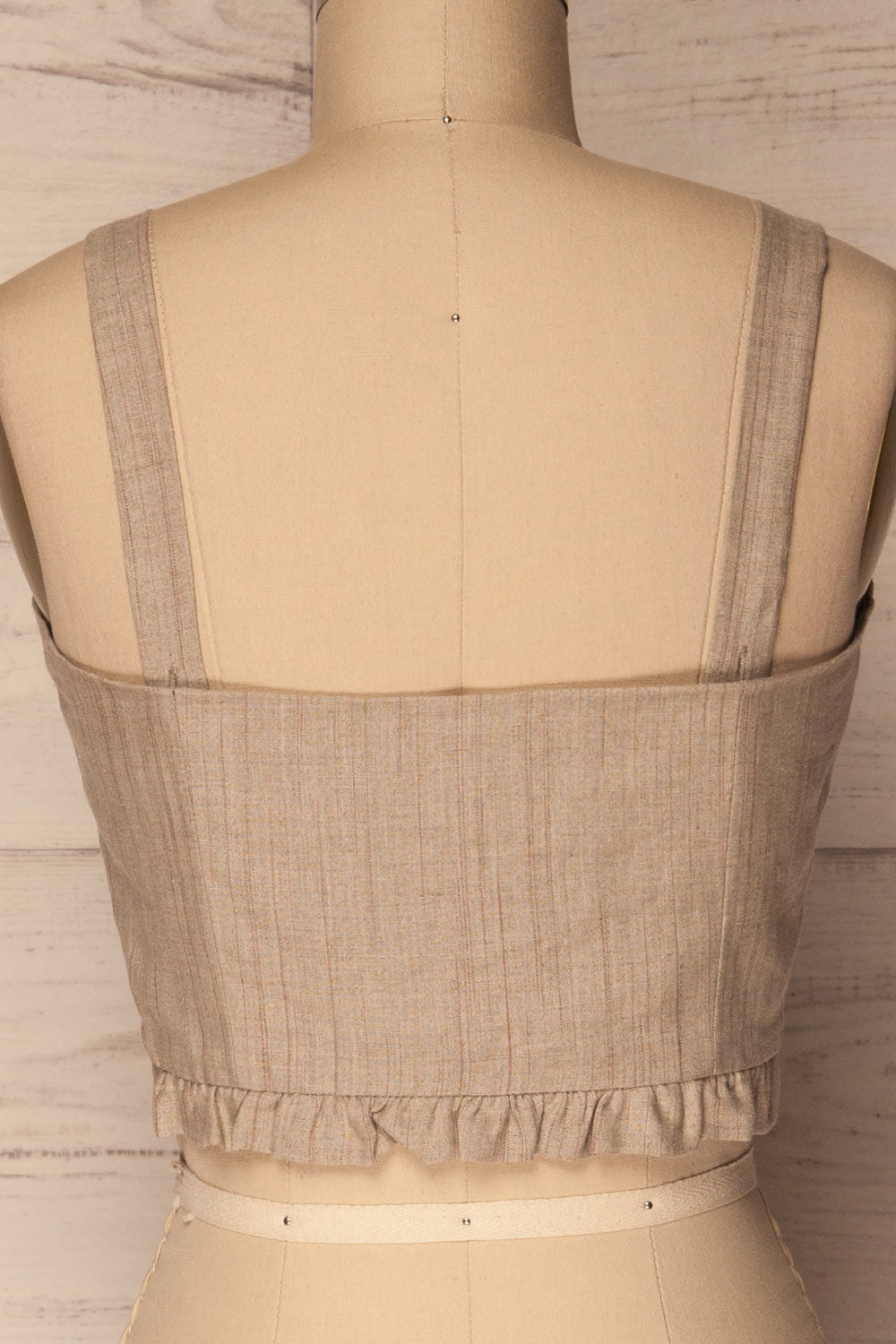 Gjovik Beige Striped Button-Up Crop Top | La Petite Garçonne 6