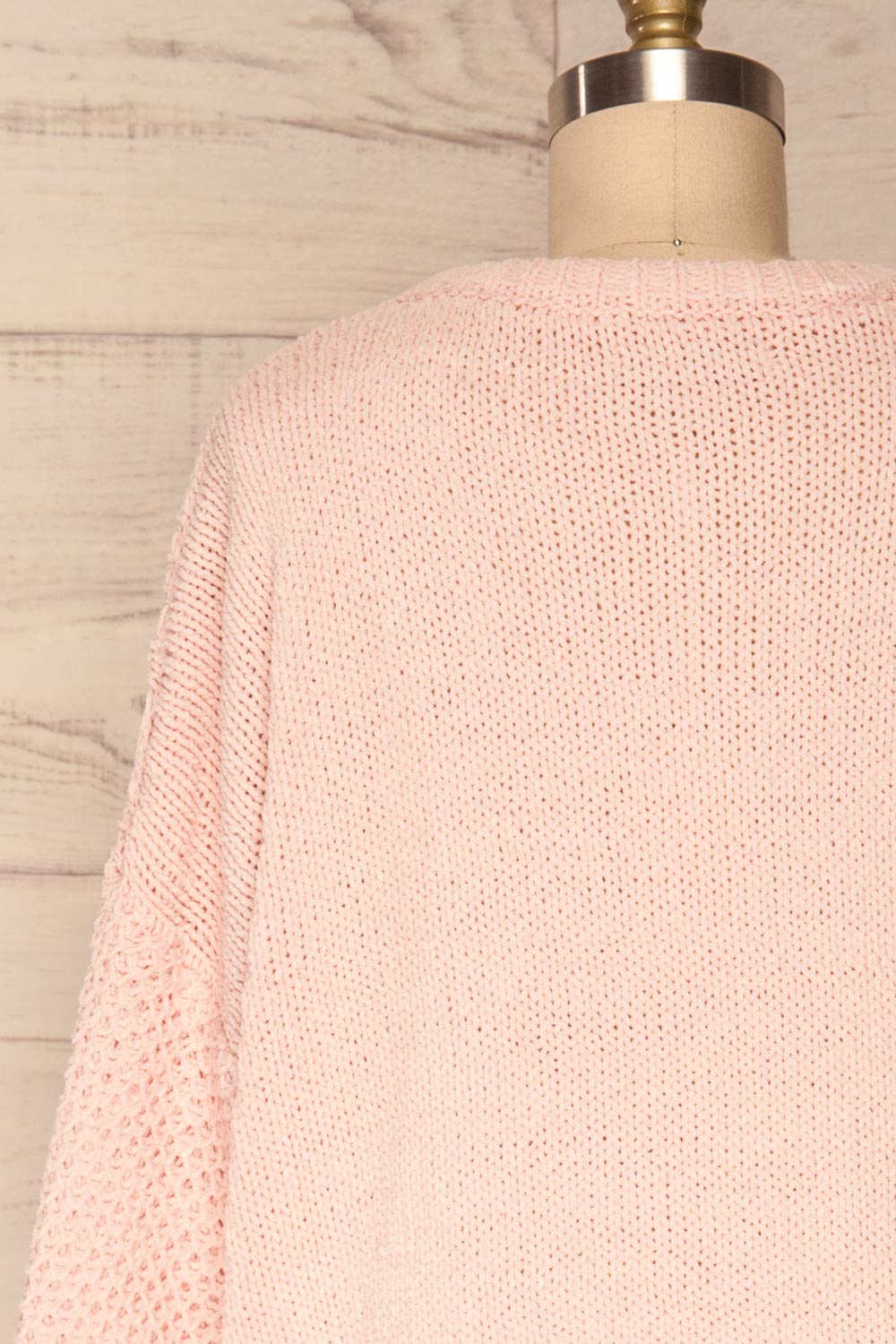 Glinka Blue Soft Knit Sweater w/ Pattern | BACK CLOSE UP | La Petite Garçonne