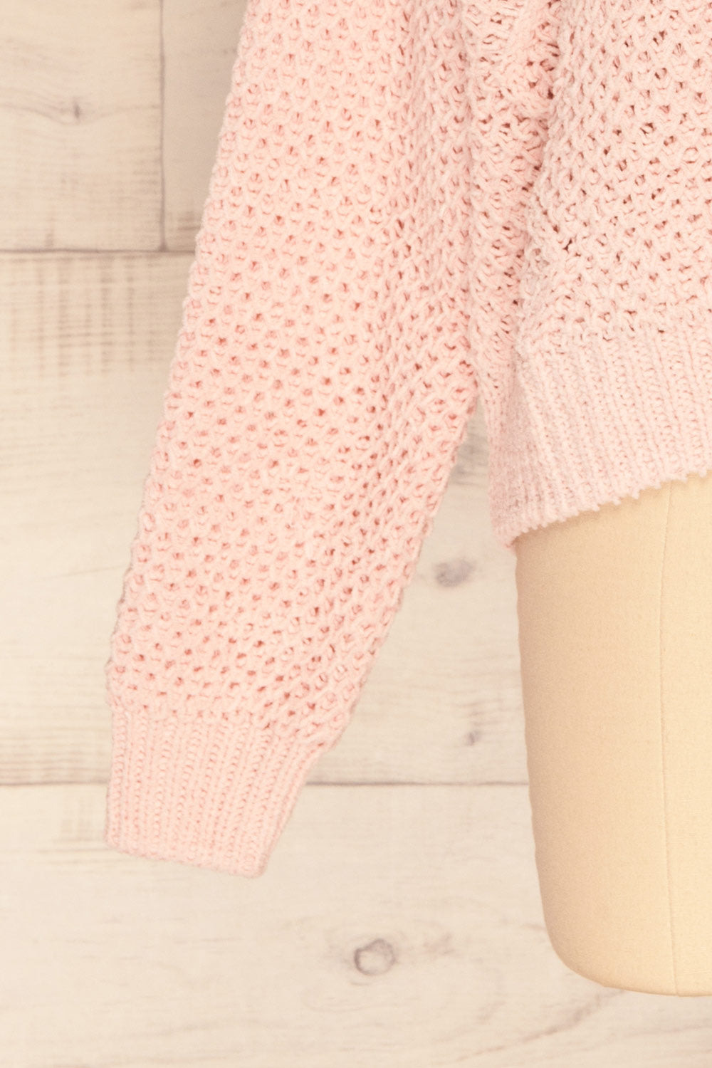 Glinka Blue Soft Knit Sweater w/ Pattern | SLEEVE CLOSE UP | La Petite Garçonne