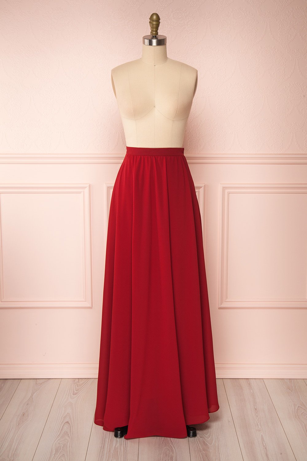 Glykeria Wine Burgundy Chiffon Maxi Skirt | Boutique 1861