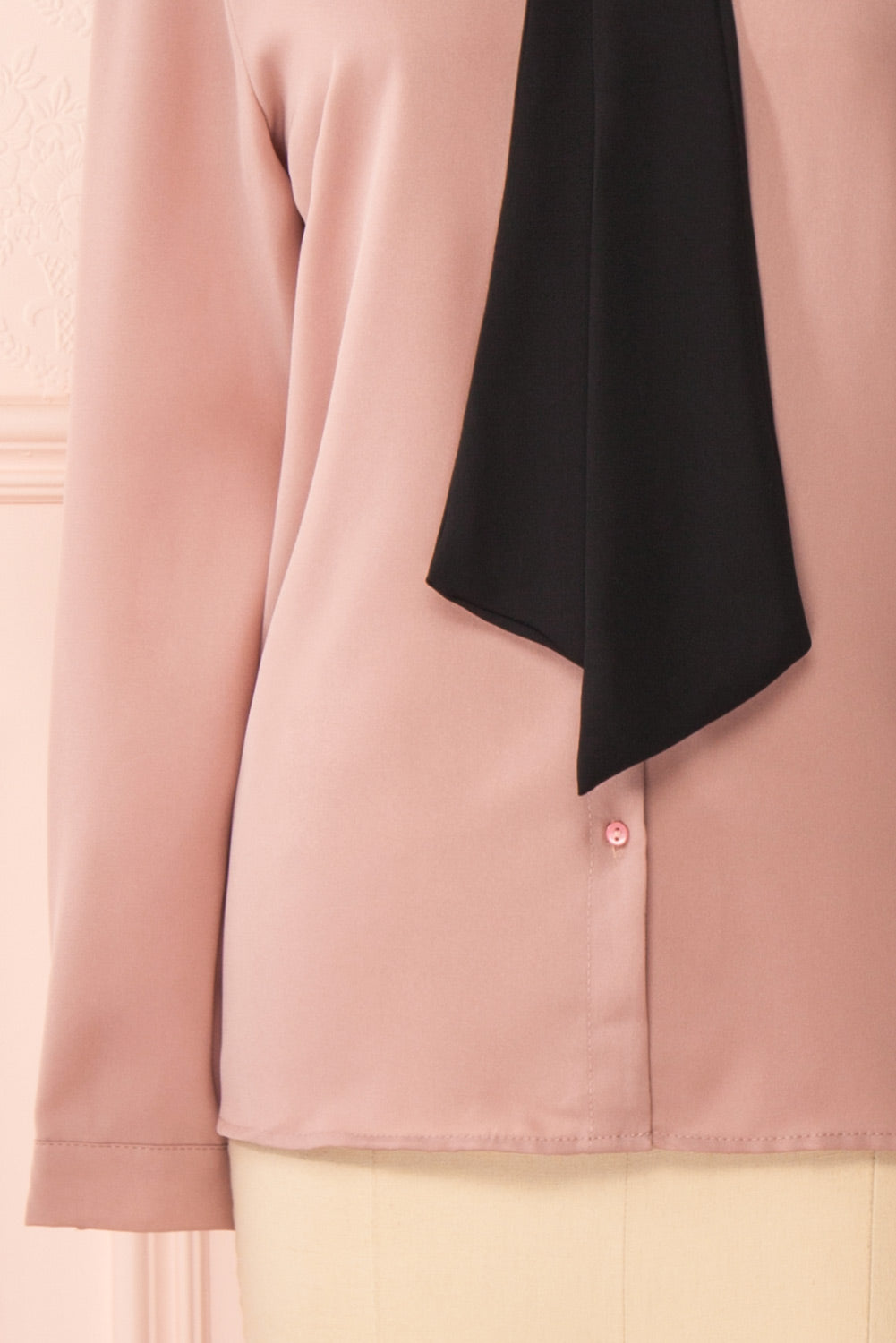 Godiva Nude Beige Tie Bow Neckline Blouse | Boutique 1861 bottom