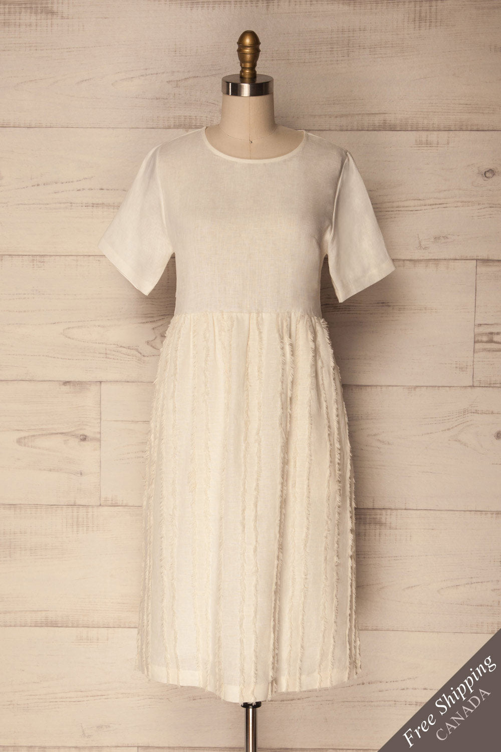 Gorsem Ivory A-Line Linen Midi Dress | La Petite Garçonne Chpt. 2