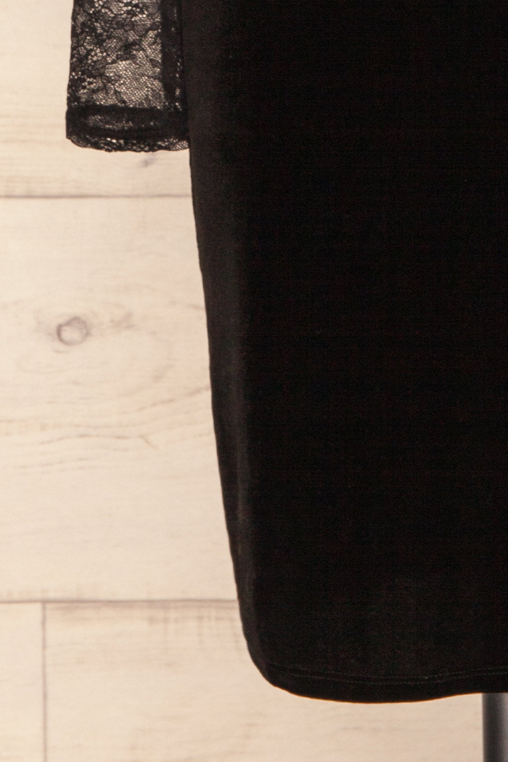 Gostynin Black Velvet Dress with Lace Sleeves skirt close up | La Petite Garçonne