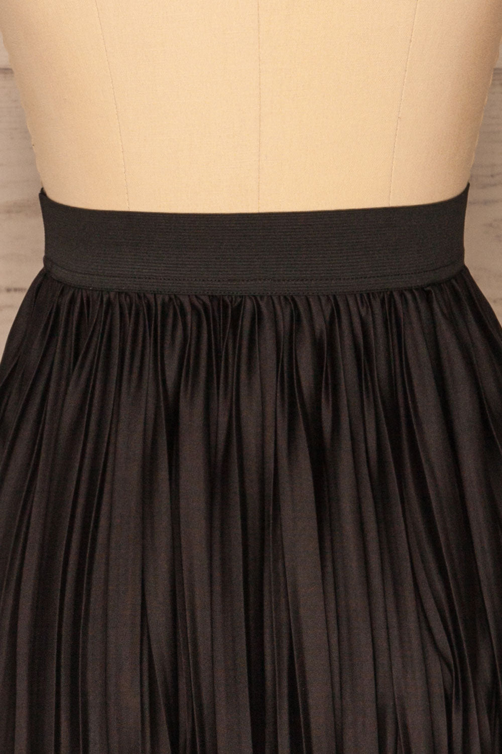 Gouves Black Pleated Midi Skirt | La petite garçonne back close-up