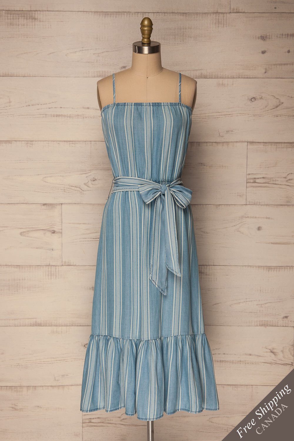 Gracac Light Blue Striped Midi Summer Dress | La Petite Garçonne