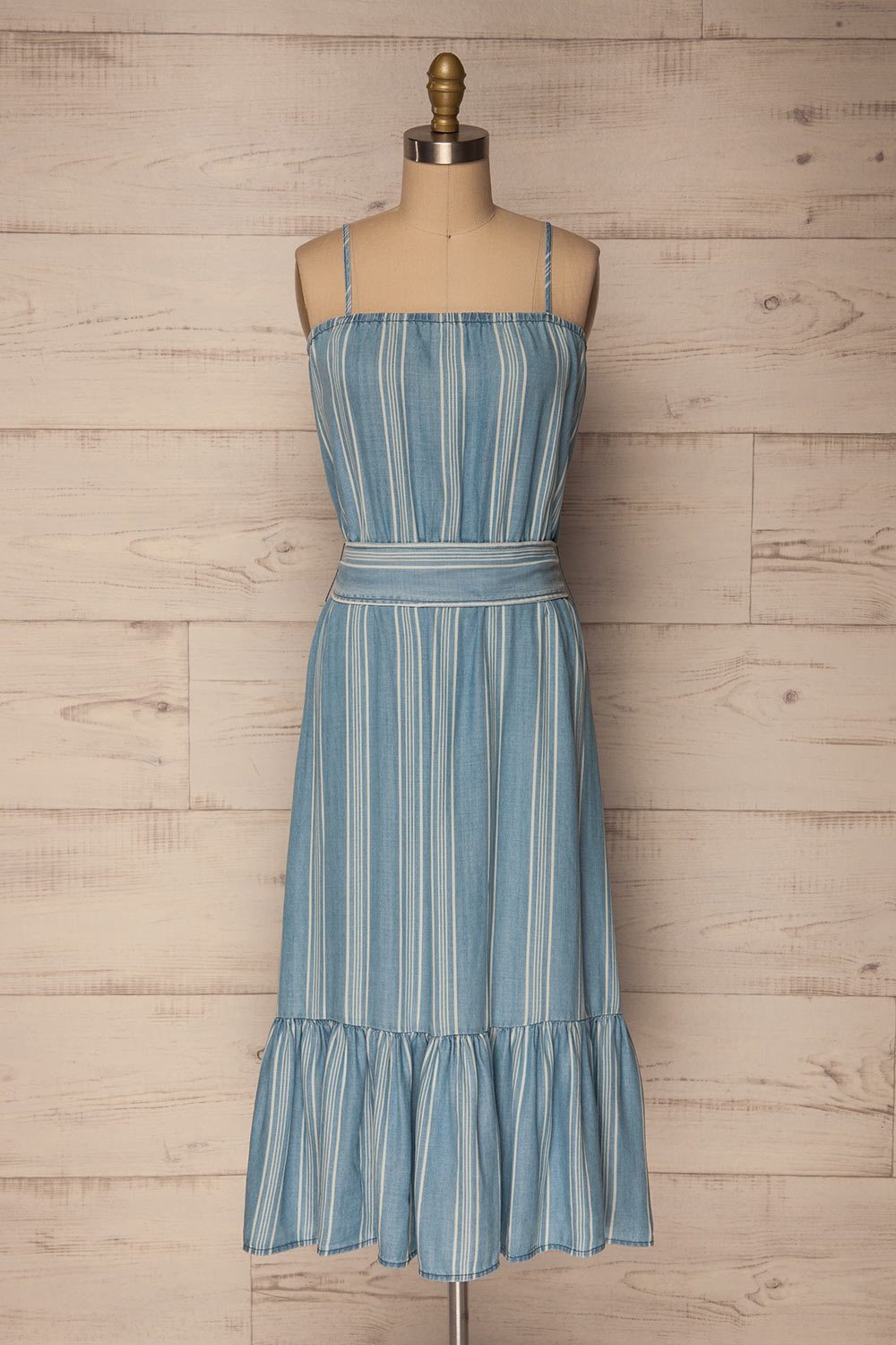 Gracac Light Blue Striped Midi Summer Dress | La Petite Garçonne