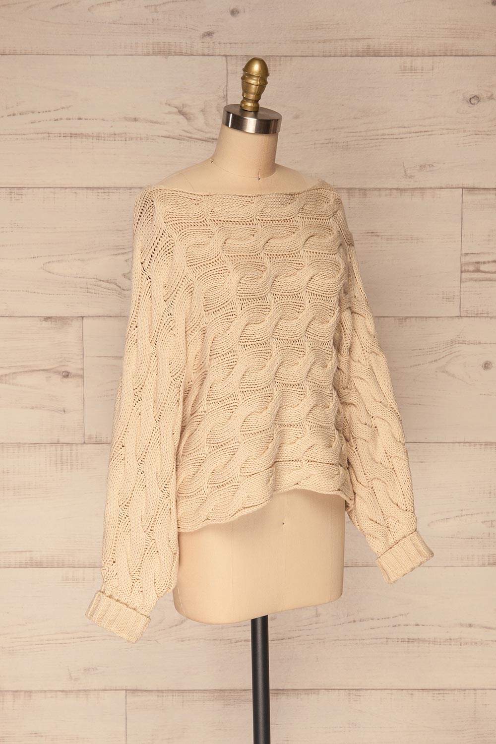 Grodzisk Beige Cropped Knitted Sweater | La petite garçonne side view