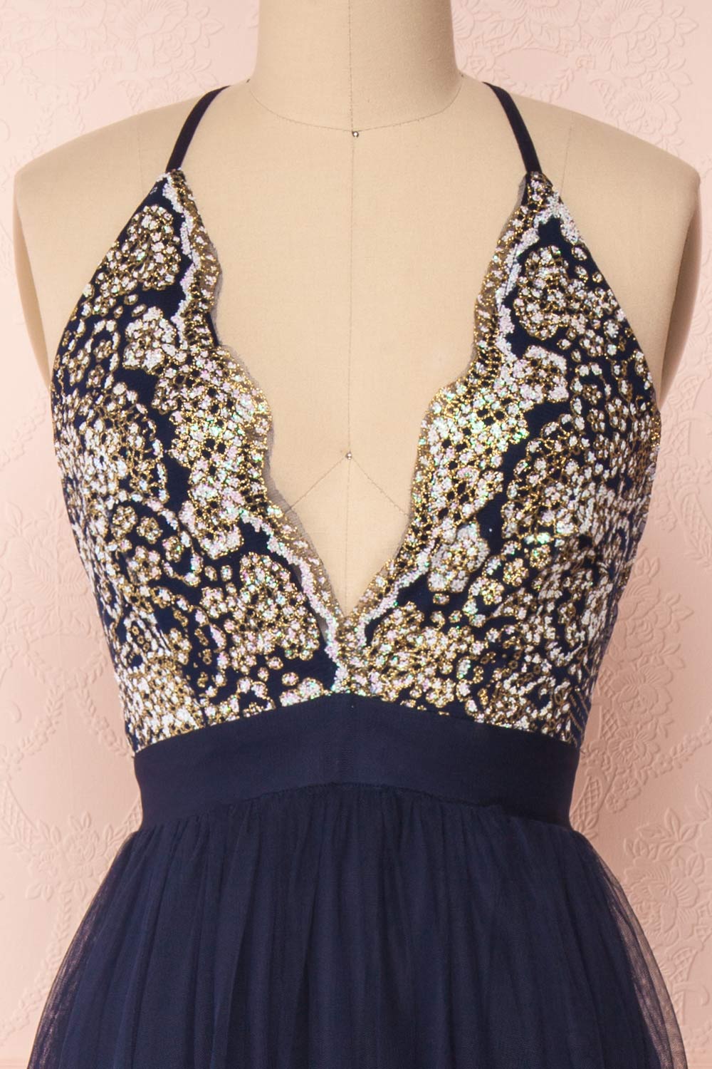 Gunvor Navy Blue Mesh Gown with Glitter | Boutique 1861 2