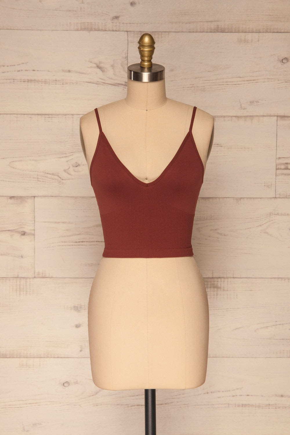Hagen Burgundy V-Neck Cropped Cami | La petite garçonne front view