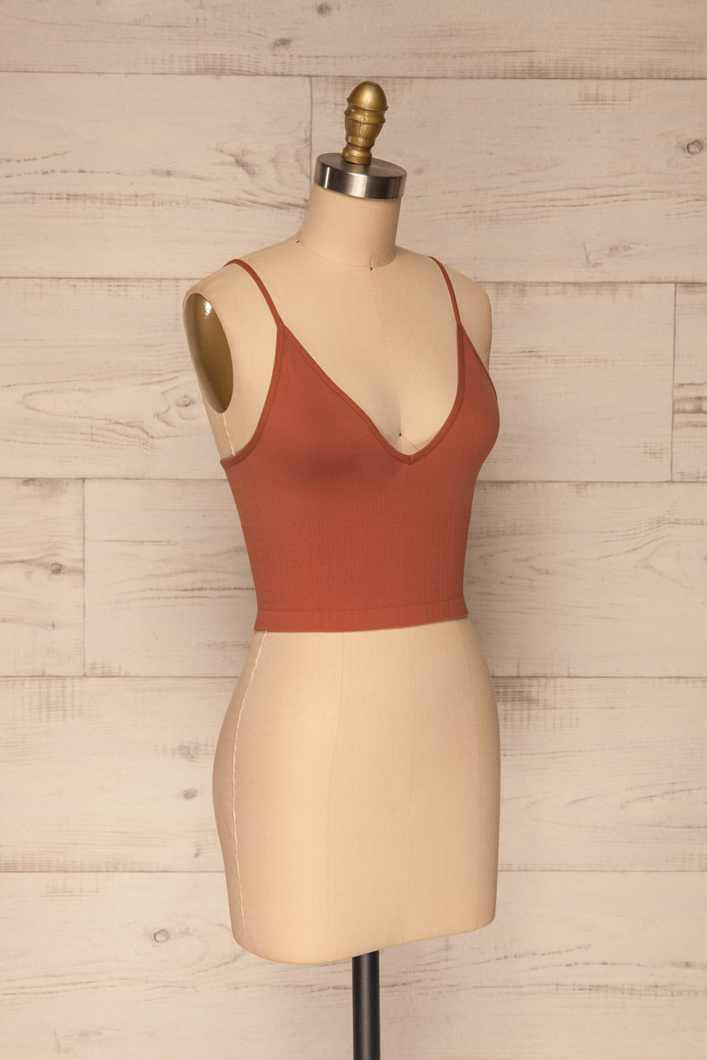 Hagen Rust V-Neck Cropped Cami | La petite garçonne side view