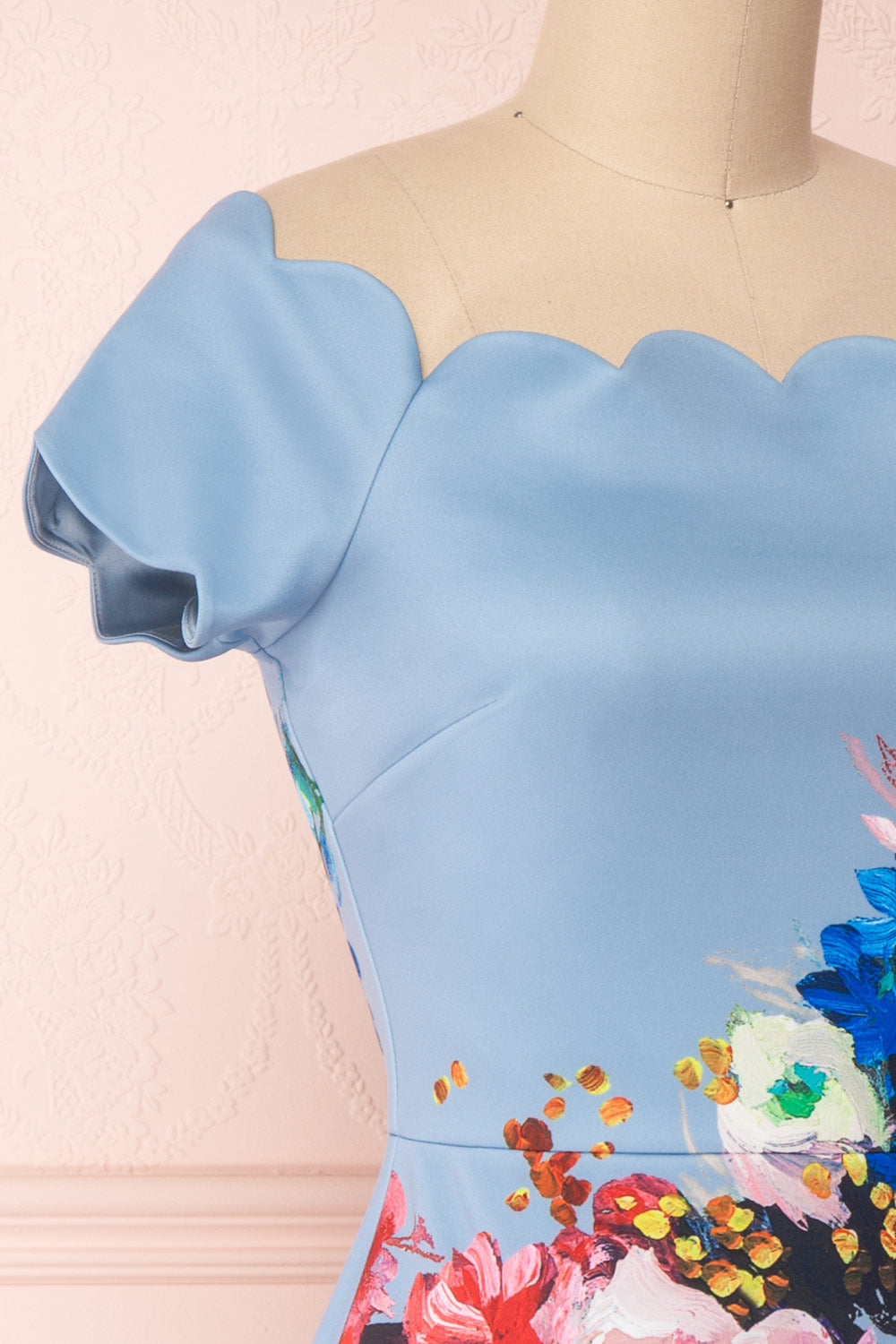 Hailly Blue Floral Scalloped Fitted Ted Baker Dress | Boutique 1861