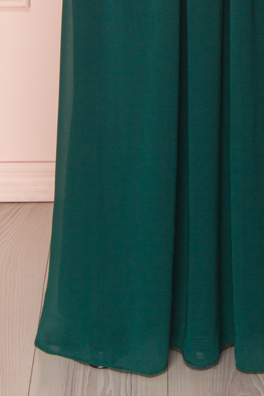 Haley Vert | Robe Maxi en Chiffon à Décolleté Plongeant