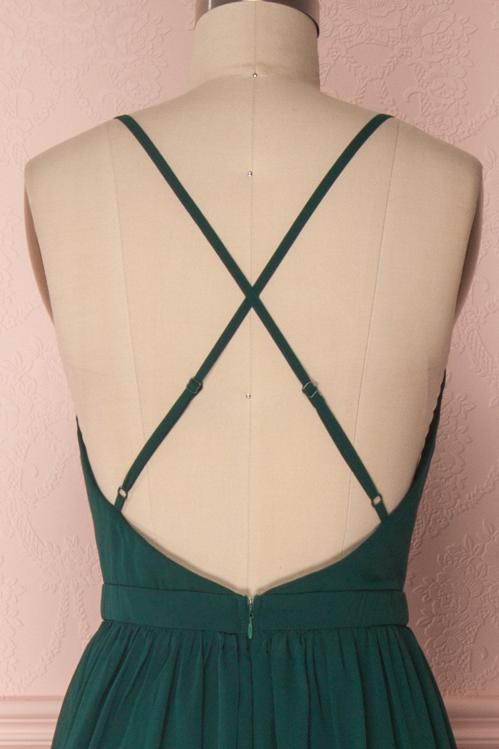 Haley Vert | Robe Maxi en Chiffon à Décolleté Plongeant