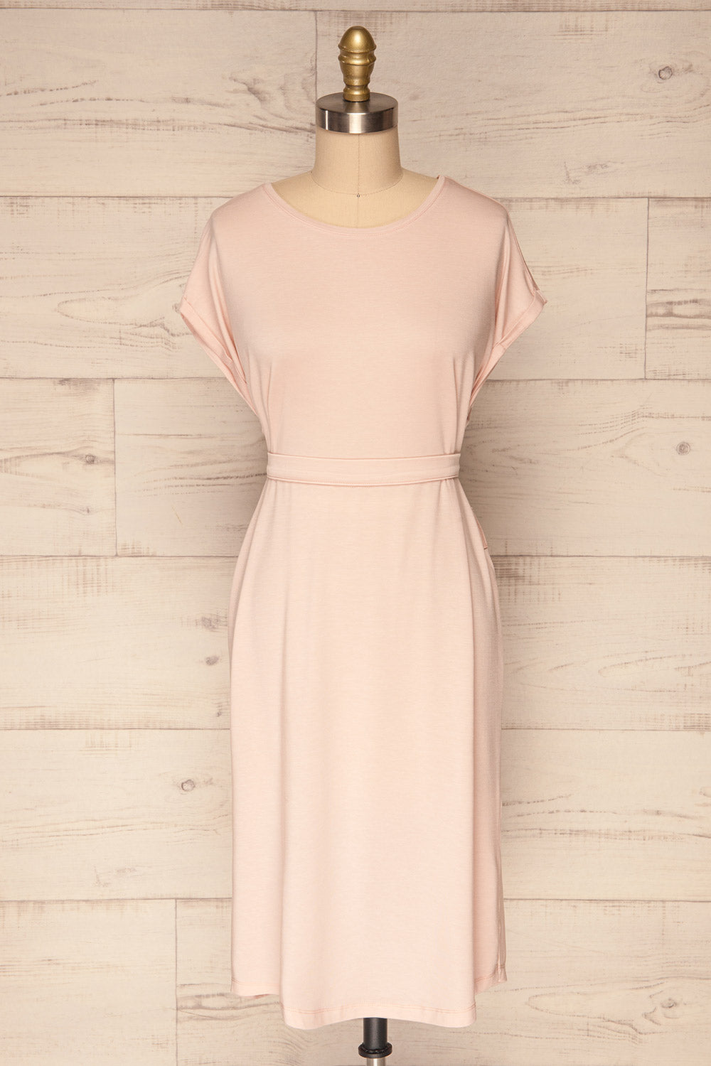 Halluin Blush Pink T-Shirt Dress with Belt | La Petite Garçonne