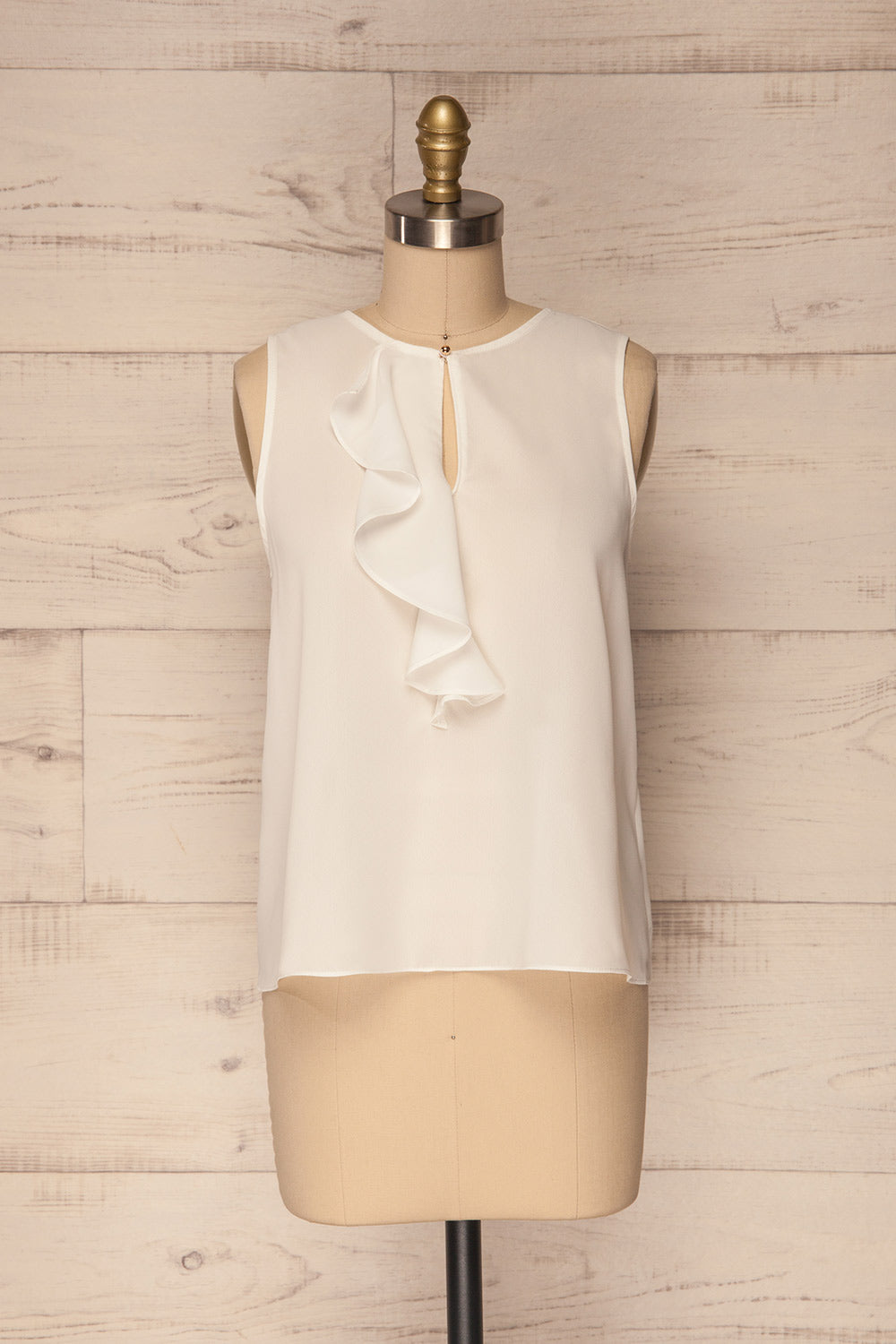 Harmole White Chiffon Camisole with Ruffle | La Petite Garçonne 1