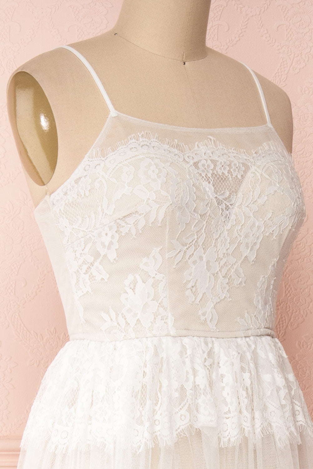 Henwen Ivory White Tulle Maxi Dress | Boudoir 1861 side close-up